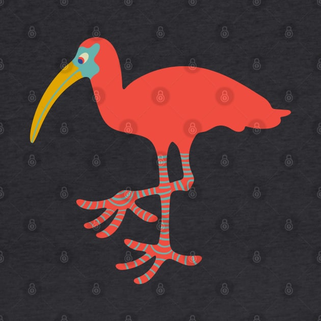 SCARLET IBIS Funny Cute Tropical Bird with Big Feet - UnBlink Studio by Jackie Tahara by UnBlink Studio by Jackie Tahara